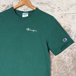 Champion Green Embroidered Logo T-Shirt Cotton Jersey Classic Athleisure Retro
